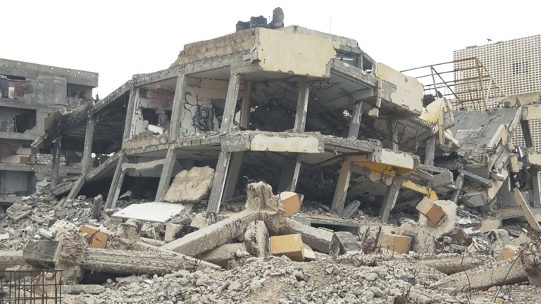 A building in Gaza in ruins after an Israeli strike