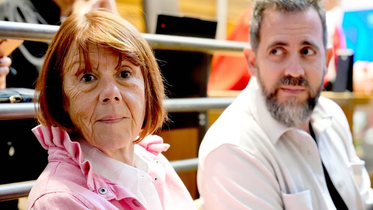 Ms Pelicot and her son Florian in the courtroom. Pic: AP