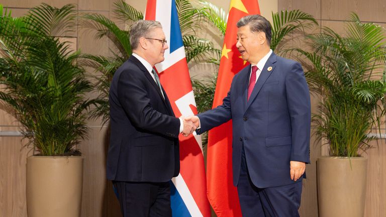 Sir Keir Starmer met Chinese premier Xi Jingping in November 2024. Pic: PA
