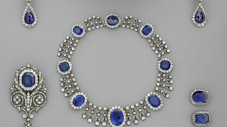 The tiara (top), necklace (middle) and one earring were taken from the Queen Marie Amelie sapphire set. Pic: Louvre