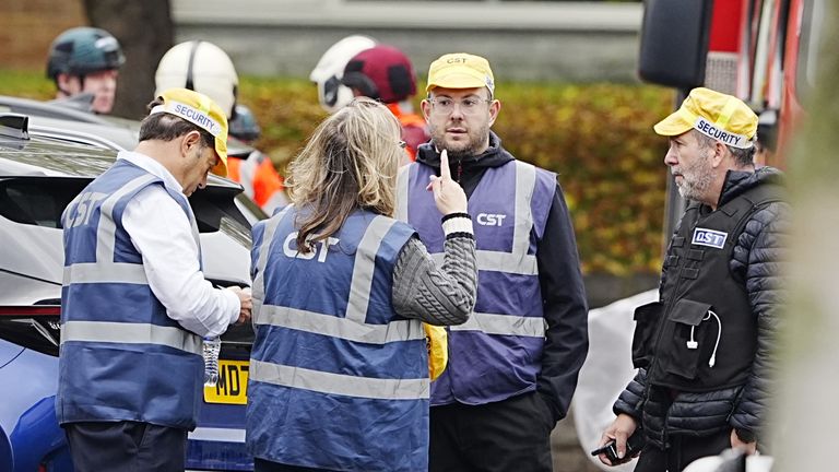 CST members at the scene of the Manchester synagogue attack. Pic: PA