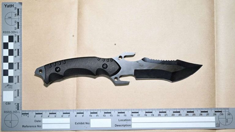 Khan stabbed Harvey Willgoose with a 13cm hunting knife. Pic: South Yorkshire Police