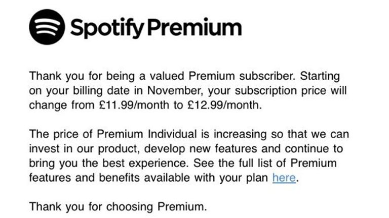 Spotify users have begun receiving emails 