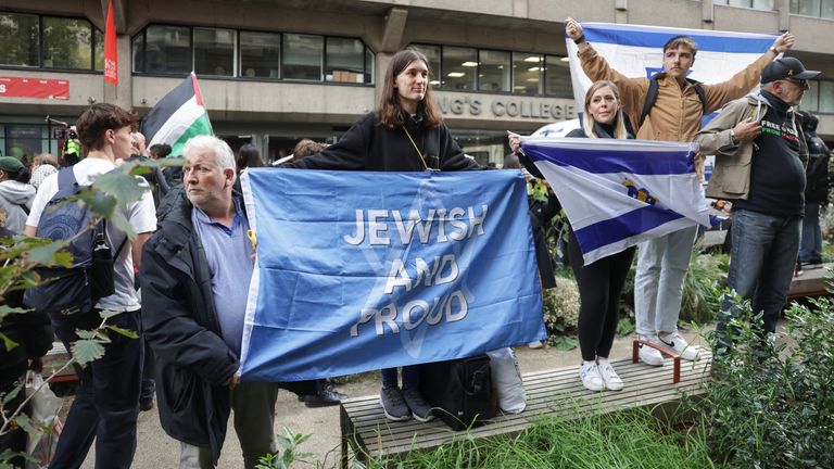 Pro-Israel counter-demonstrators turned out at protests today. Pic: Reuters