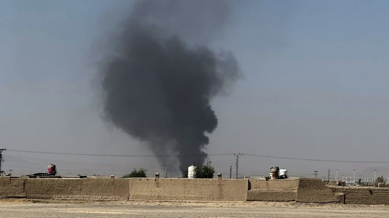 One of the explosions along the Pakistan-Afghanistan border. Pic: AP