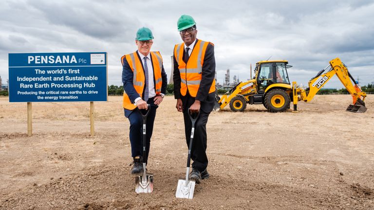 Paul Atherley and Kwasi Kwarteng at a groundbreaking ceremony for the plant in July 2022. Pic: Pensana