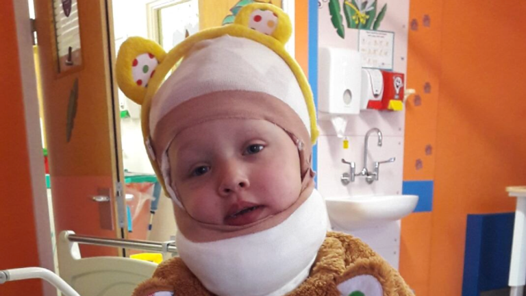 The firework hit Rosie-May on the neck 