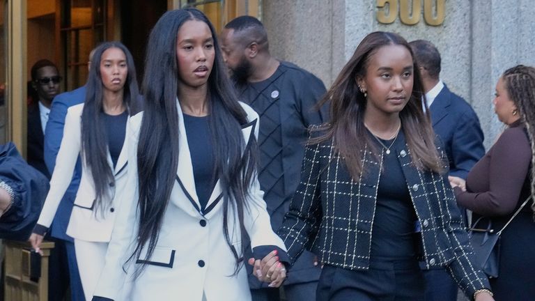 Six of Combs's children, including Chance, right, and twins Jessie and D'Lila Star, addressed the judge in support of their father. Pic: AP/Richard Drew
