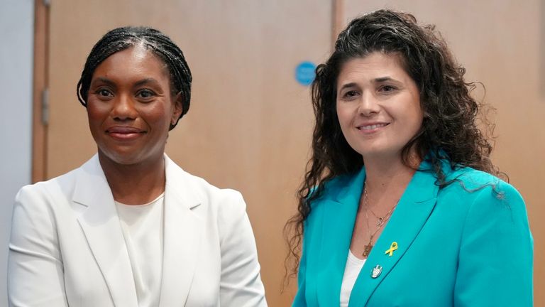 Israel's deputy foreign minister Sharren Haskel (R) met Kemi Badenoch on the sidelines of the Tory Party conference on Sunday. Pic: @SharrenHaskel/X