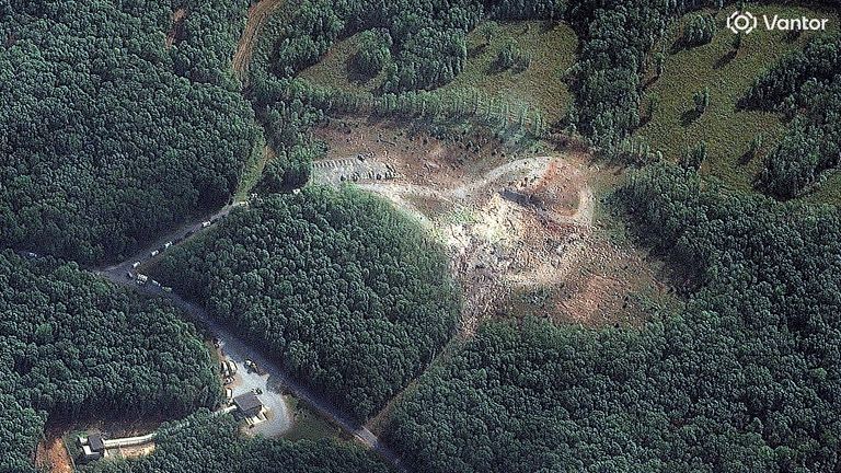 A satellite image showing the aftermath of the blast. Pic: Vantor/Reuters