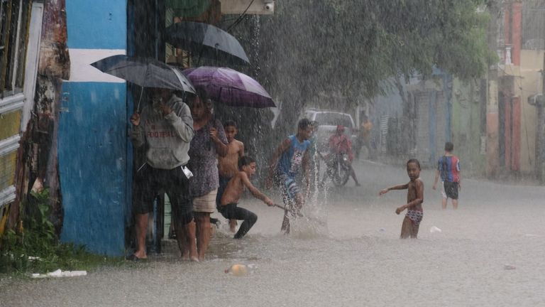 The scene in Santo Domingo, Dominican Republic, on Friday. (AP Photo/Ricardo Hernandez)