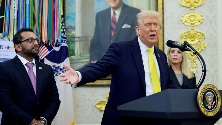 Donald Trump at the White House on Wednesday evening. Pic: Reuters