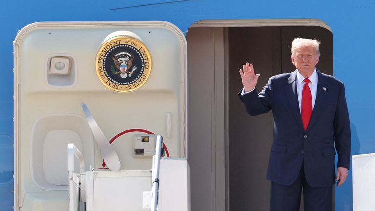 President Donald Trump is currently on a tour of Asia. Pic: Reuters