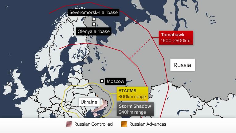 Ukraine could hit targets deep inside Russia with Tomahawk missiles.