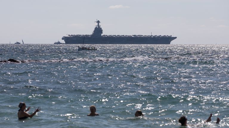 USS Gerald R Ford arrives in Mallorca in early October. File pic: AP