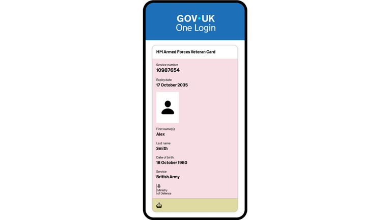 A mock-up of the digital Veterans ID card. Pic: Government