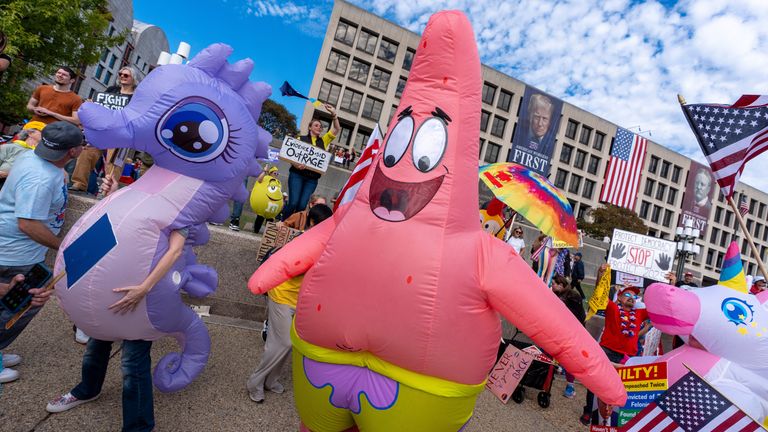 Some protest marches, like this one in Washington DC, have the appearance of a colourful parade. Pic: AP