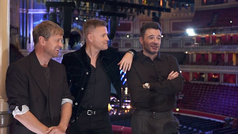 Filan (R) jokes that the band have become 'stool connoisseurs'