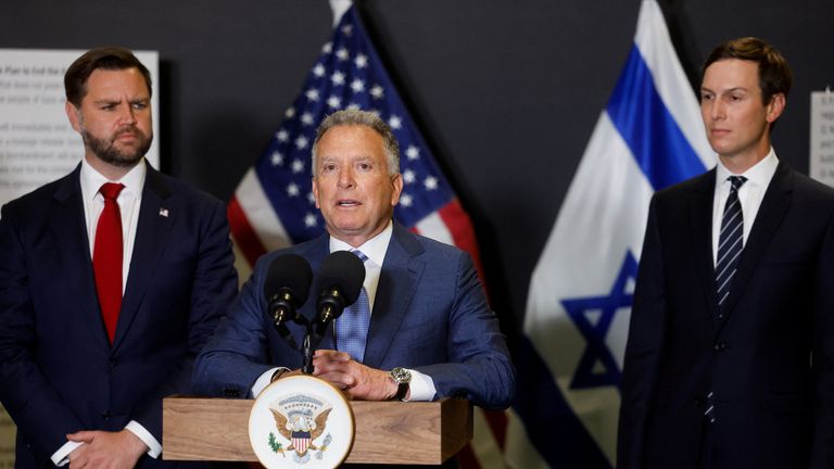 (L-R) JD Vance, US special envoy to the Middle East, Steve Witkoff, and Jared Kushner. Pic: Reuters