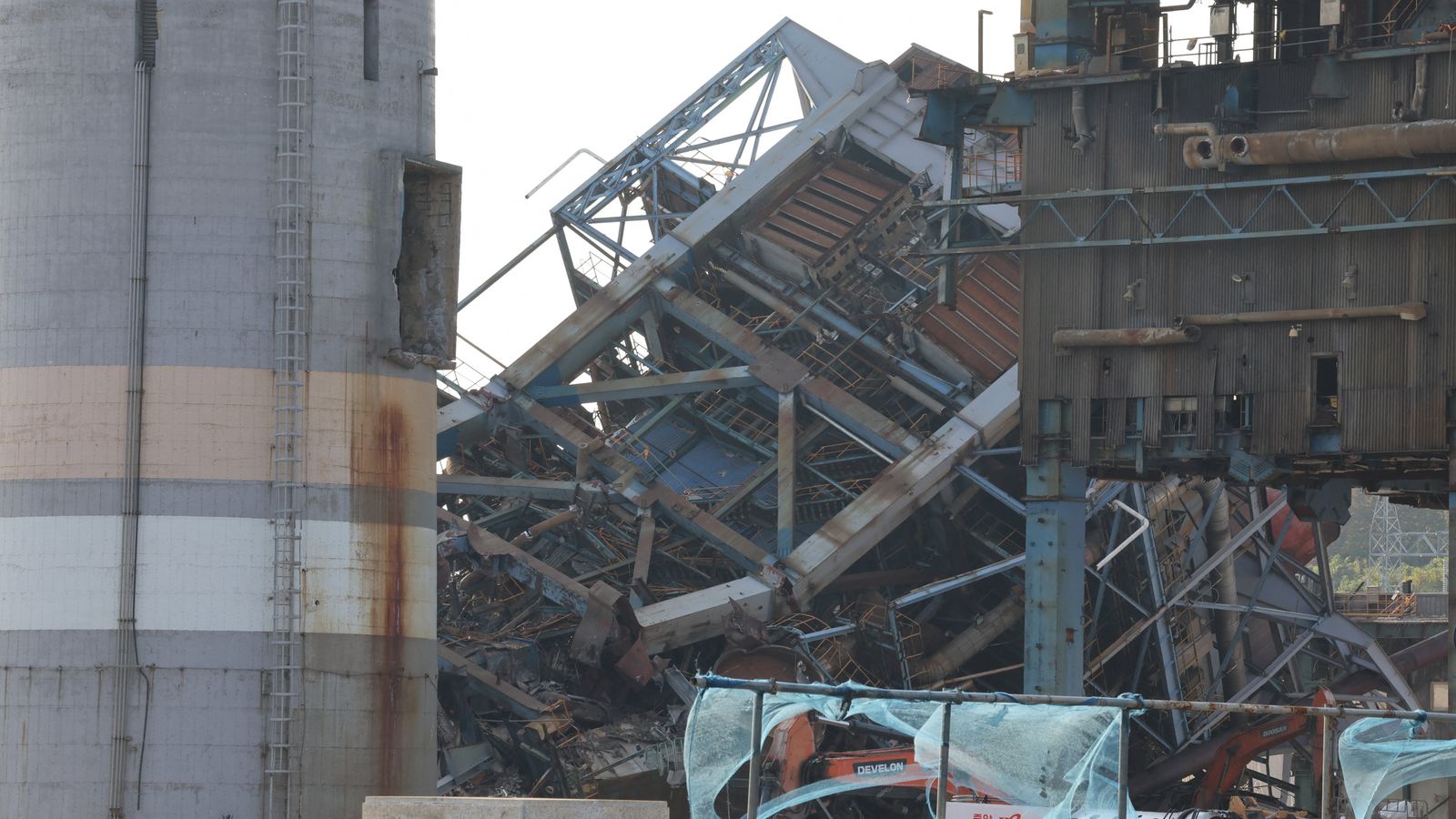 Third body pulled from rubble after boiler tower collapses in South Korea – four still trapped