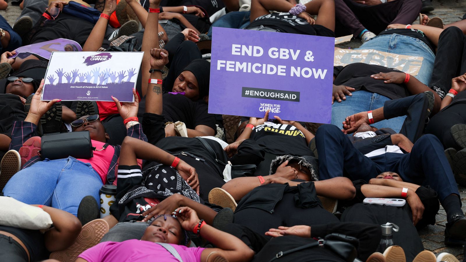 Women 'shut down' South Africa to protest femicide | World News | Sky News