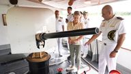 The Duchess of Edinburgh on the oldest river gunboat in the world during a visit to Peru. Source: PA