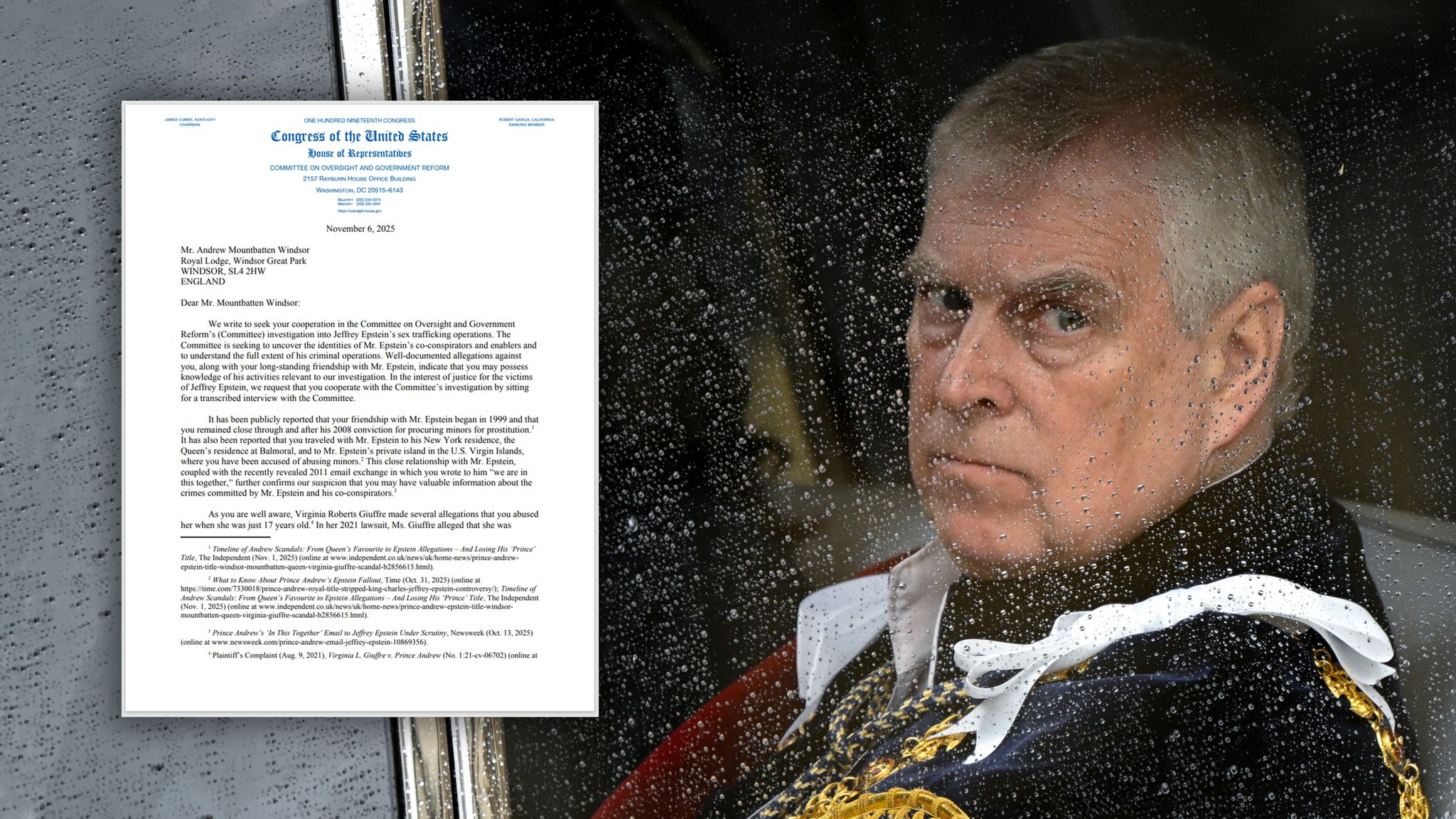 Andrew Mountbatten Windsor summoned by US Congress UK News Sky News