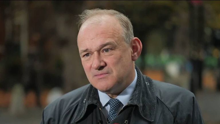 Liberal Democrats leader Ed Davey reacts to the resignations of the BBC's director-general and news CEO over questions about bias after a BB