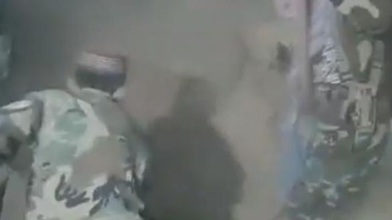 Soldiers dig up debris after an earthquake in Mazar-e Sharif, northern Afghanistan. Pic: Haji Zaid