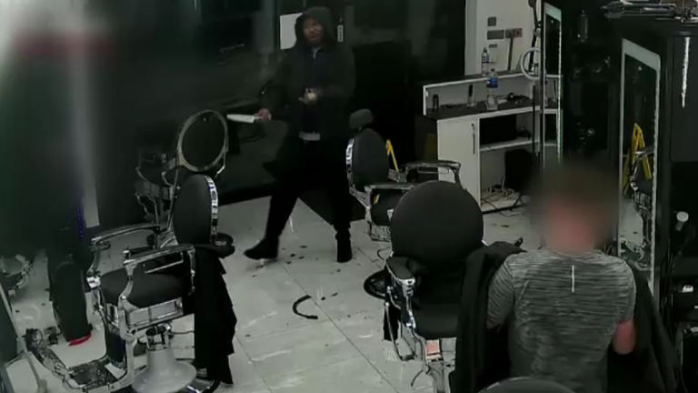 Staff members at the barber shop came face-to-face with the man believed to be responsible for the train stabbing rampage