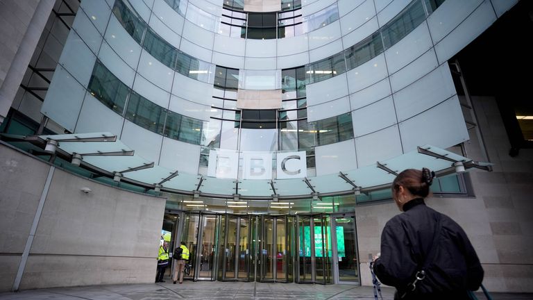Staff arrive at BBC Broadcasting House.
Pic: PA