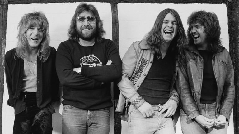 L-R: Randy Rhoads, Lee Kerslake, Ozzy Osbourne and Bob Daisley at Ridge Farm in Surrey, where Blizzard Of Ozz was recorded a few months after their time in Suffolk. Pic: Fin Costello/Redferns/Getty 