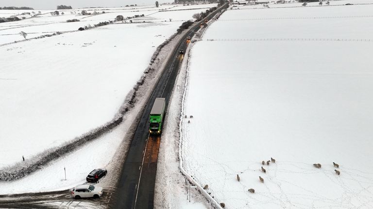 Overnight snow in Castleside, County Durham