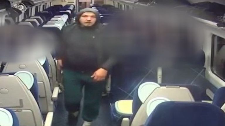 Patran captured on CCTV on board a train in October 2023. Pic: Crown Office