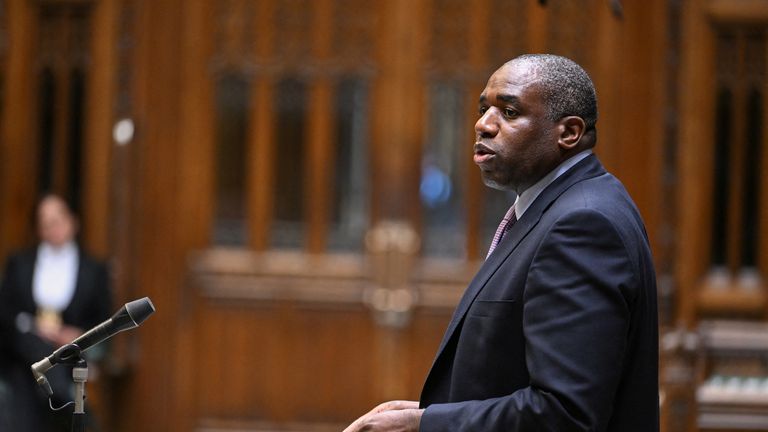 British Foreign Secretary David Lammy speaks during a session to present the &#34;Statement on Israel-Gaza&#34;, at the House of Commons in London, Britain July 19, 2024.