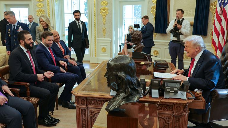 Trump and al Sharaa appeared to get on well. Pics: AP