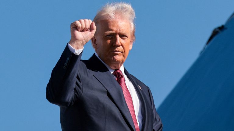 Donald Trump boarding Air Force One last week. Pic: Reuters