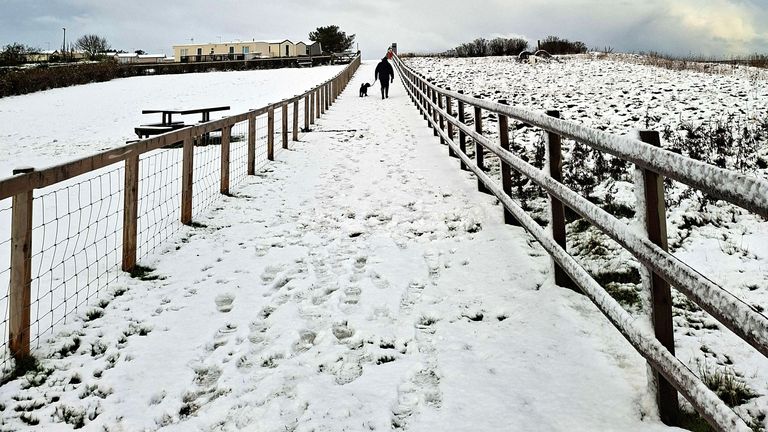 Snowy conditions near Skipsea in the the East Riding of Yorkshire. Pic: PA