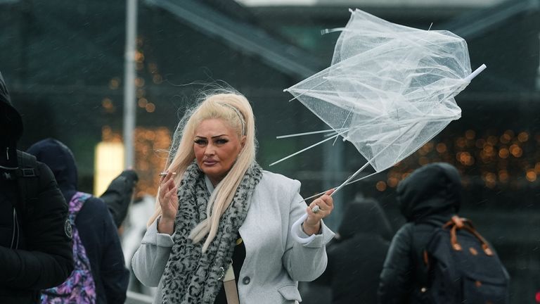 A wet and windy afternoon in Dublin. Pic: PA