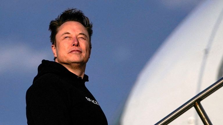 Elon Musk, who's been close to Donald Trump, boards Air Force One in New Jersey. Pic: Reuters
