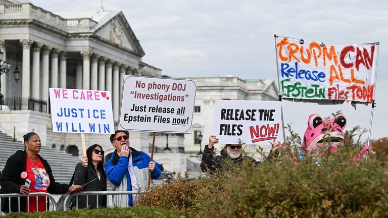 Demonstrators in Washington on Tuesday. Pic: Reuters