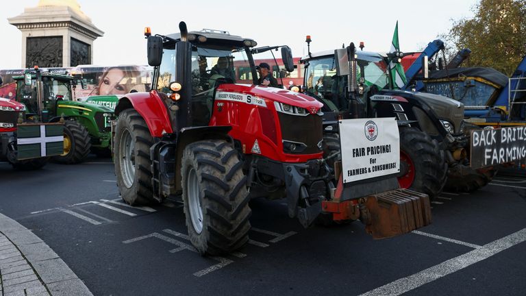 British farmers rally at Trafalgar Square. Pic: Reuters