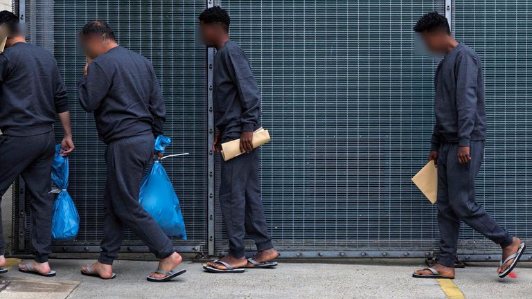 The Home Office says it detains migrants for potential deportation as soon as they land in Dover. File pic: Home Office/X