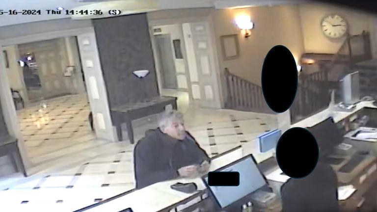 CCTV image issued from the Met Police of would-be spy Howard Phillips at a hotel. Pic: PA