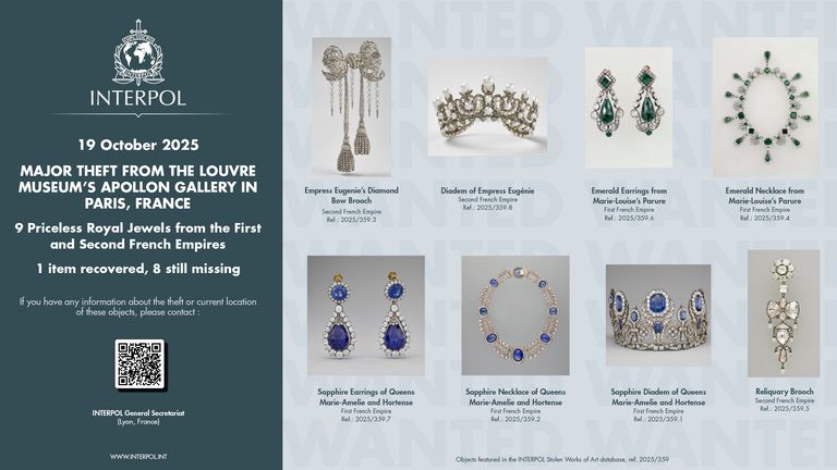 Çalınan mücevherler. Resim: AP