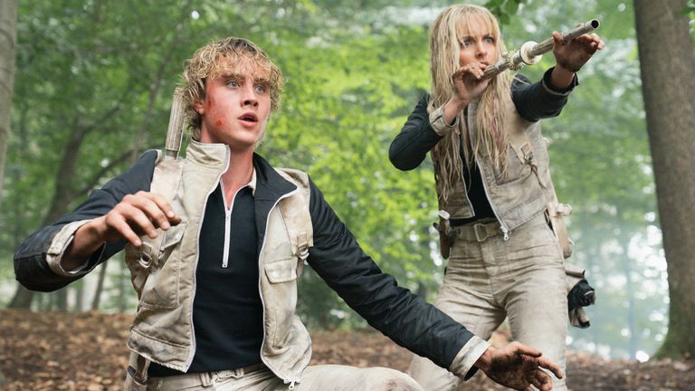 Zada with Mckenna Grace, who is playing District 12 tribute Maysilee Donner. Pic: Murray Close/Lionsgate