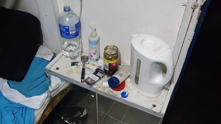 A bunk bed in the shed