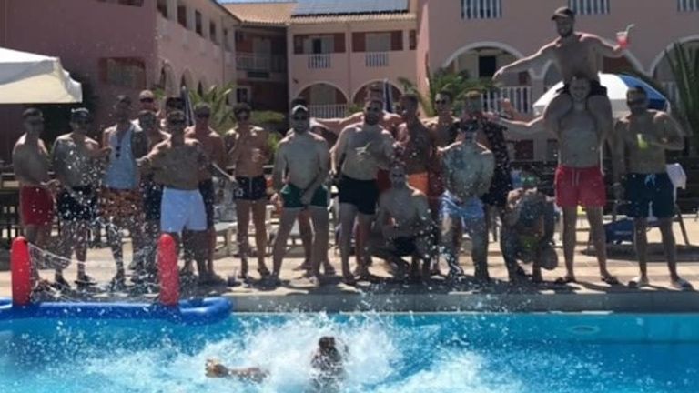 The large stag group travelled to Zante from Somerset