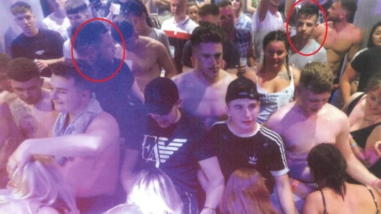 CCTV shows Luke Brownsdon (L), the man who fatally punched Matt, near him in the club