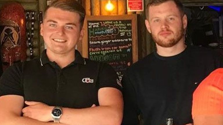 Adam O'Brien (L) pictured with Luke Brownsdon in Zante